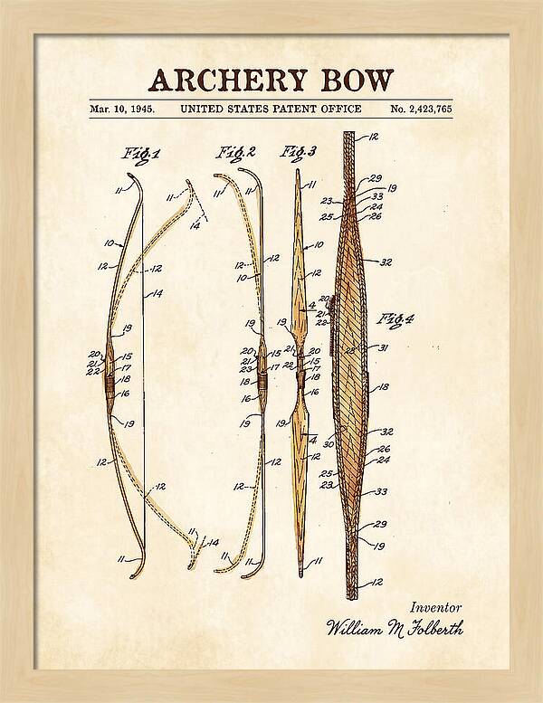 Archery Bow Watercolor Patent Us2423765a