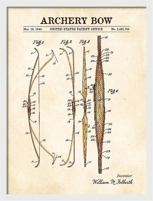 Archery Bow Watercolor Patent Us2423765a
