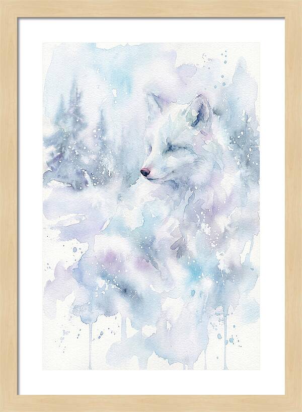 Arctic Fox In Dreamy Watercolor