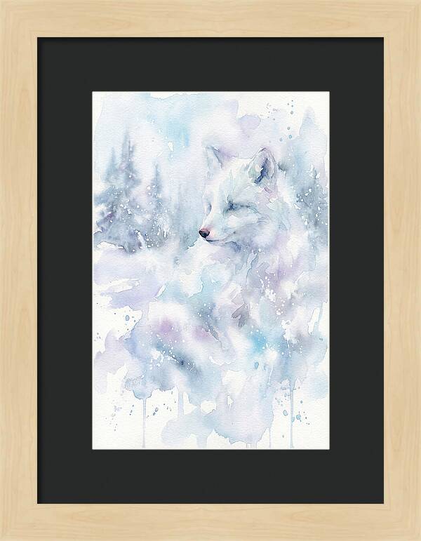 Arctic Fox In Dreamy Watercolor