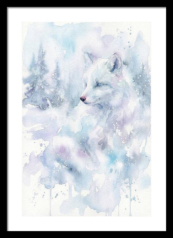 Arctic Fox In Dreamy Watercolor