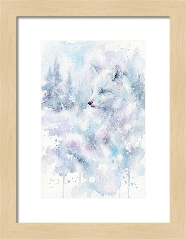 Arctic Fox In Dreamy Watercolor