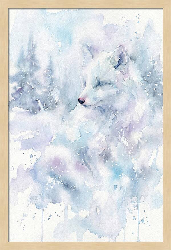 Arctic Fox In Dreamy Watercolor