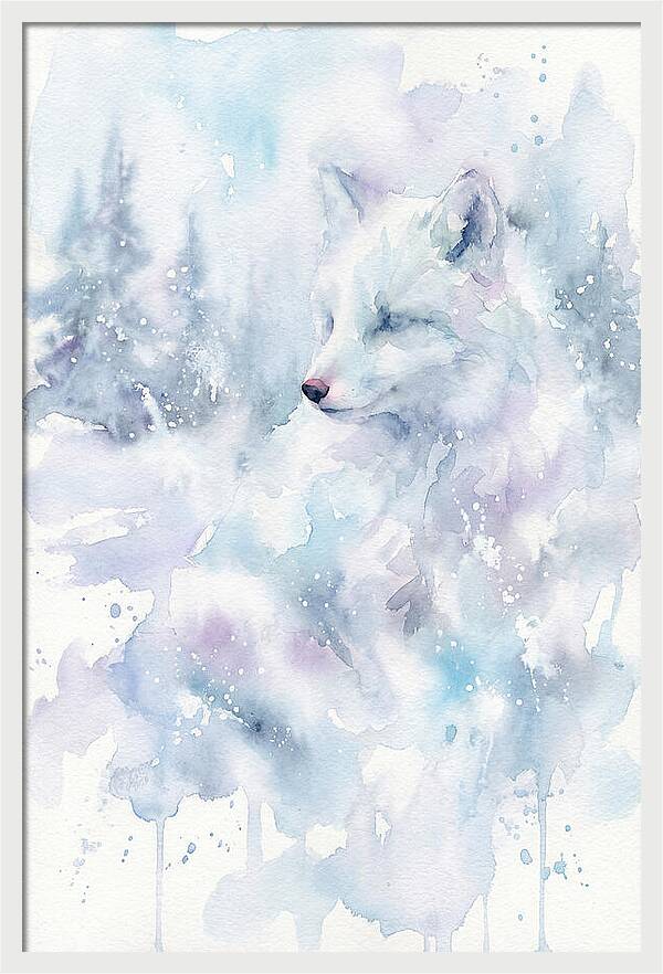 Arctic Fox In Dreamy Watercolor