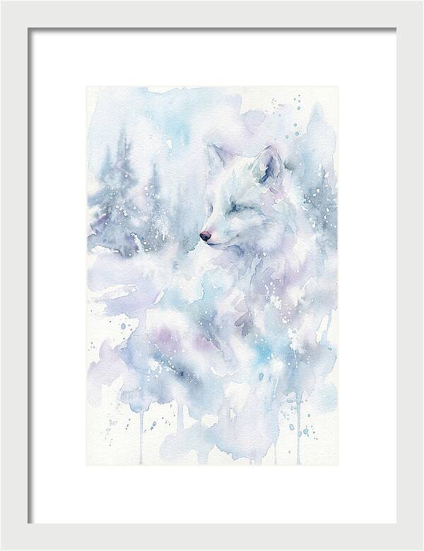 Arctic Fox In Dreamy Watercolor