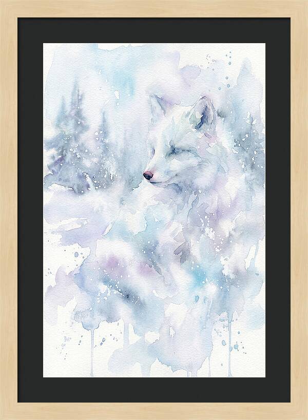 Arctic Fox In Dreamy Watercolor