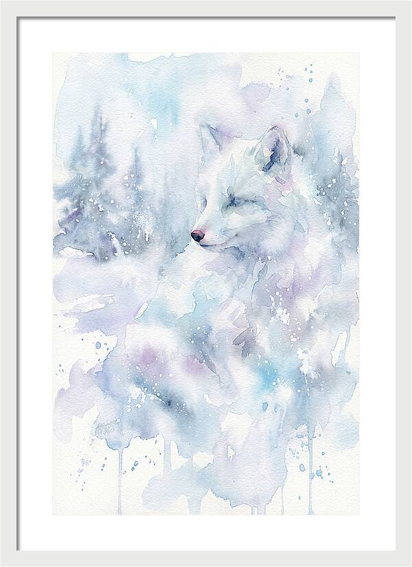 Arctic Fox In Dreamy Watercolor