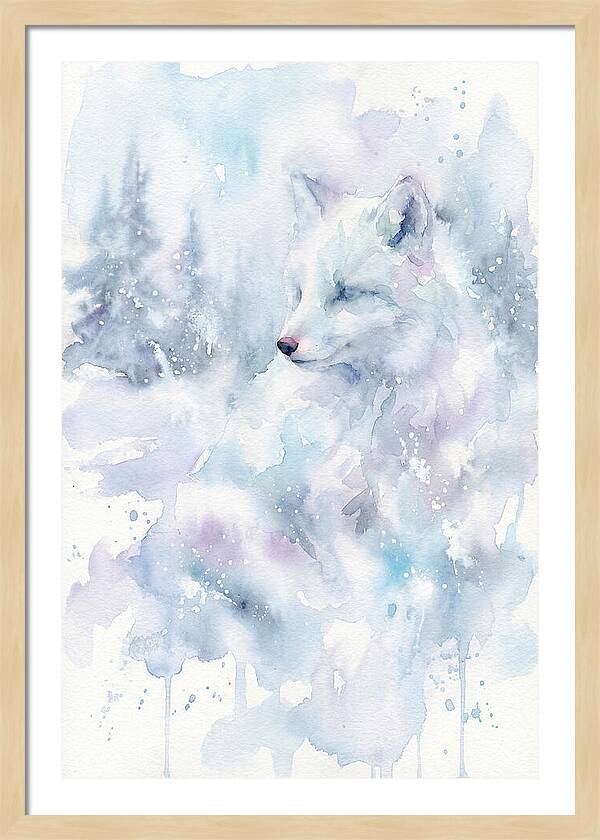 Arctic Fox In Dreamy Watercolor