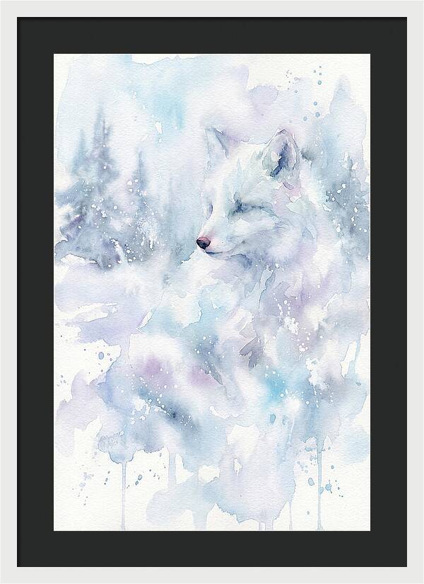 Arctic Fox In Dreamy Watercolor