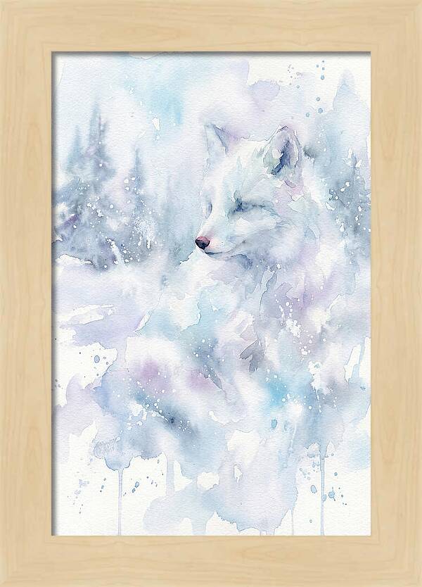 Arctic Fox In Dreamy Watercolor