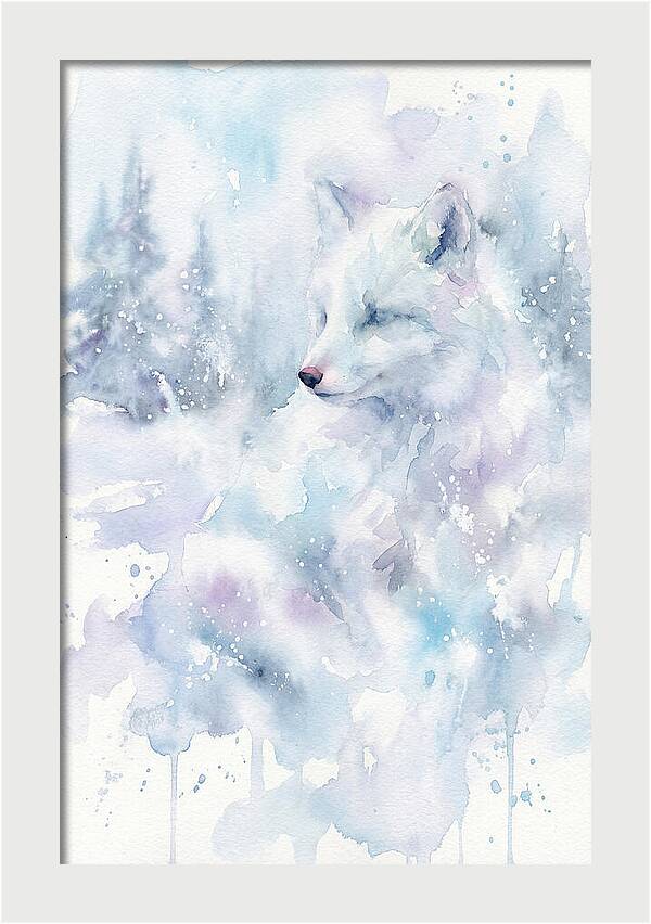 Arctic Fox In Dreamy Watercolor
