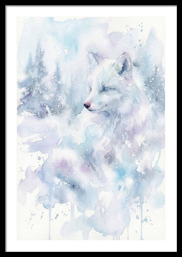 Arctic Fox In Dreamy Watercolor