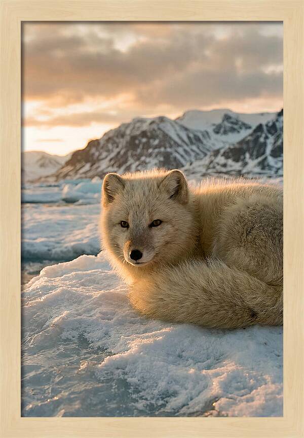 Arctic Fox In Svalbard Sunset