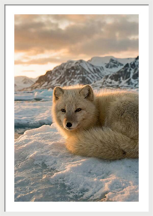 Arctic Fox In Svalbard Sunset
