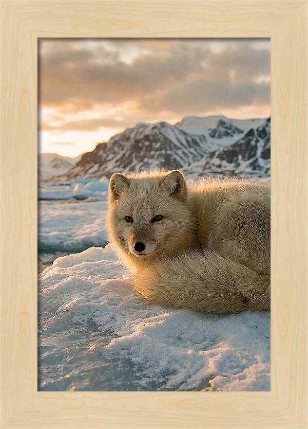 Arctic Fox In Svalbard Sunset