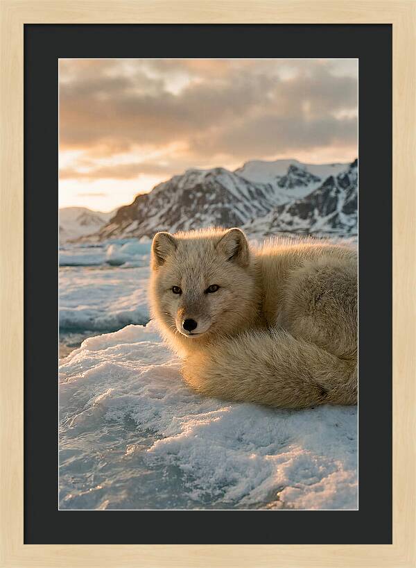 Arctic Fox In Svalbard Sunset