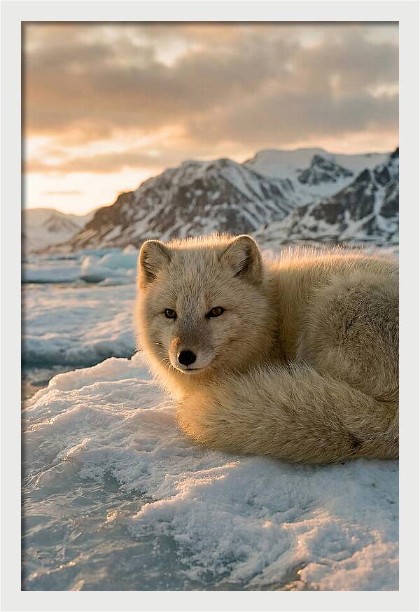 Arctic Fox In Svalbard Sunset