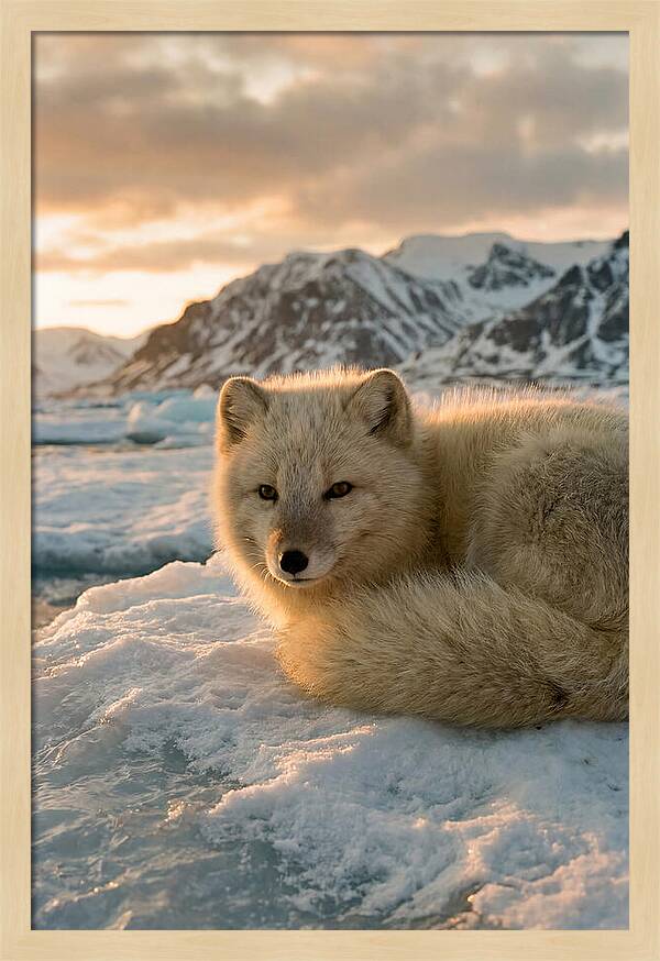 Arctic Fox In Svalbard Sunset