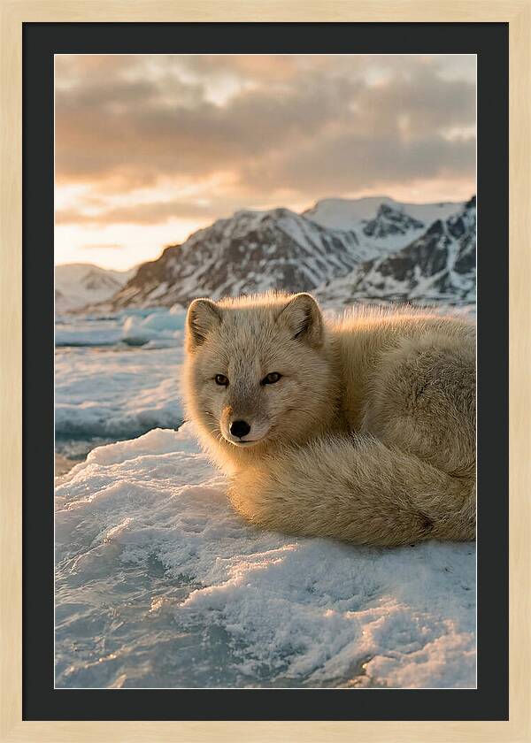 Arctic Fox In Svalbard Sunset