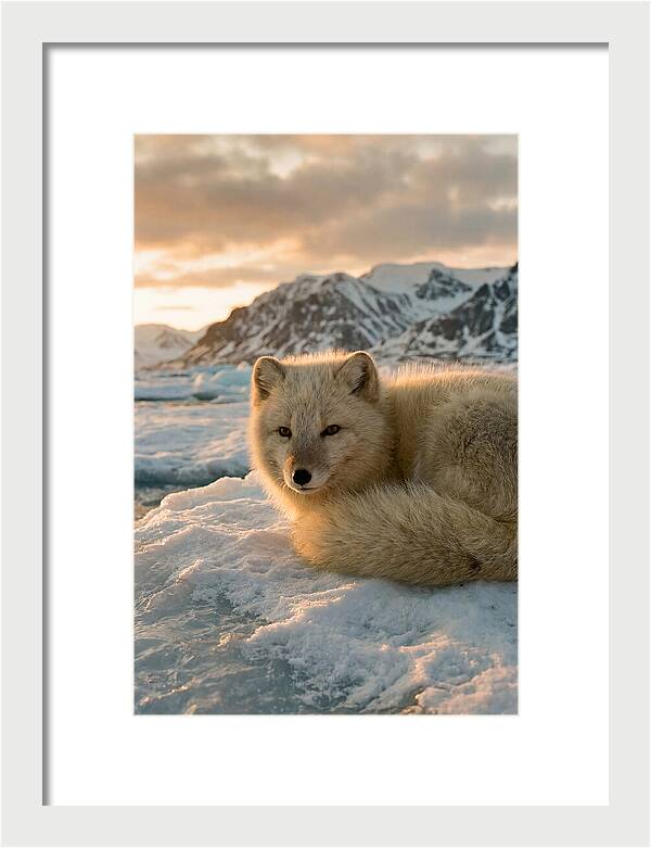 Arctic Fox In Svalbard Sunset
