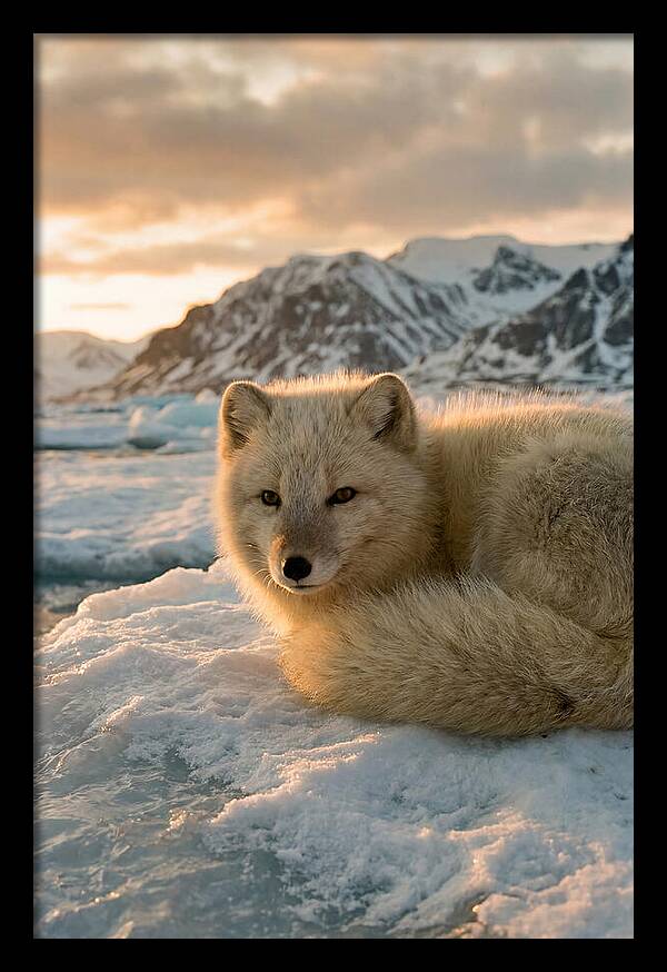 Arctic Fox In Svalbard Sunset