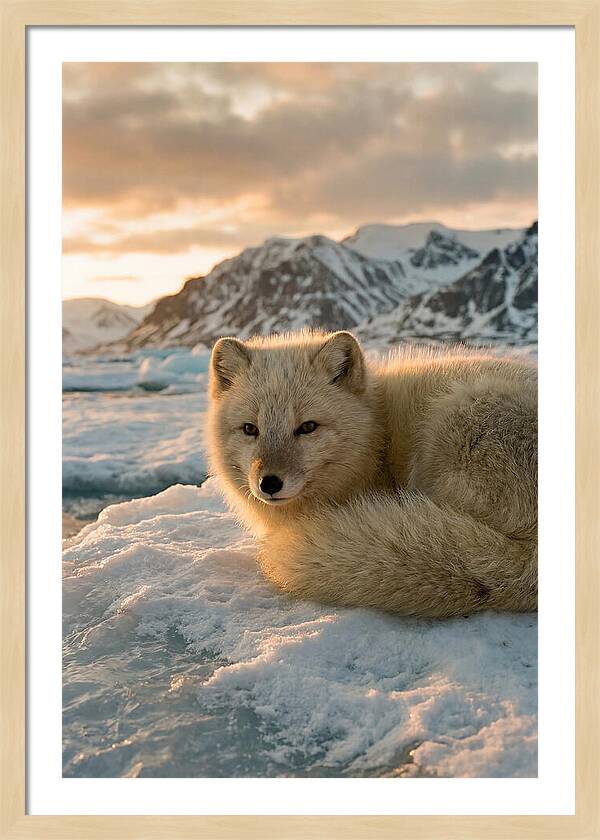 Arctic Fox In Svalbard Sunset