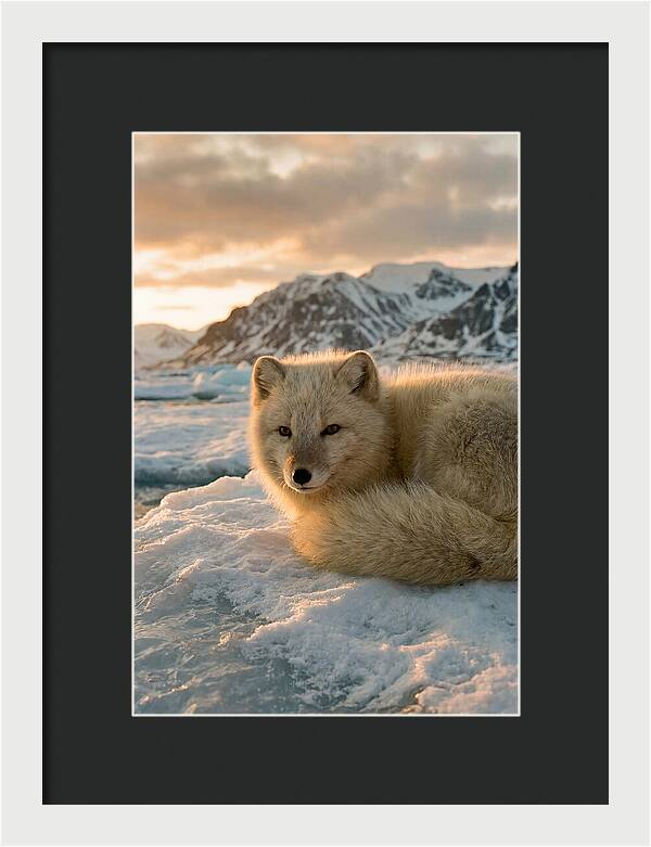 Arctic Fox In Svalbard Sunset