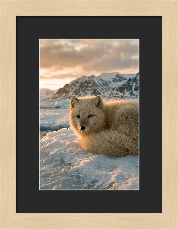 Arctic Fox In Svalbard Sunset