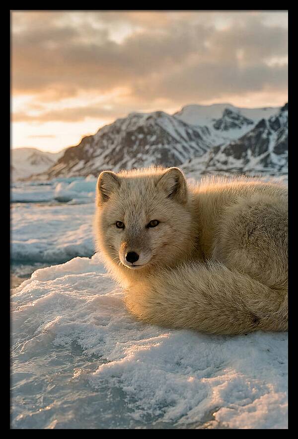 Arctic Fox In Svalbard Sunset