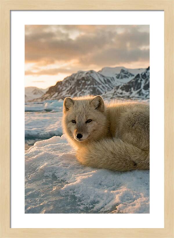 Arctic Fox In Svalbard Sunset