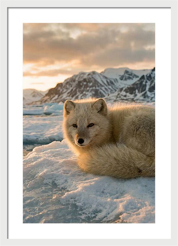 Arctic Fox In Svalbard Sunset