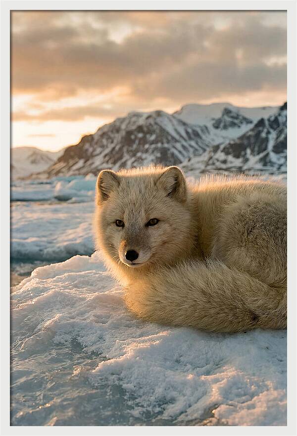 Arctic Fox In Svalbard Sunset