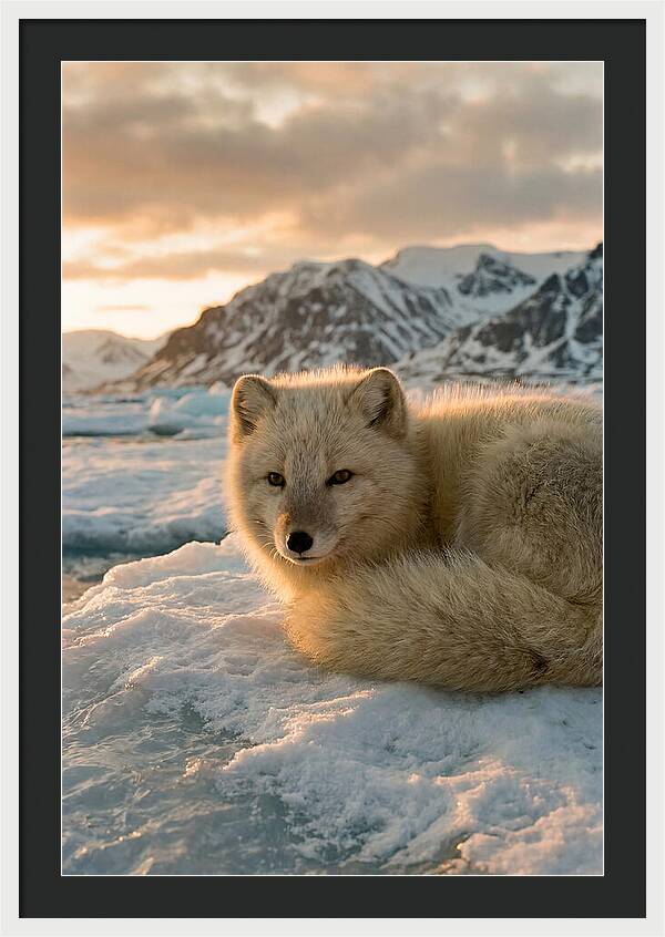 Arctic Fox In Svalbard Sunset