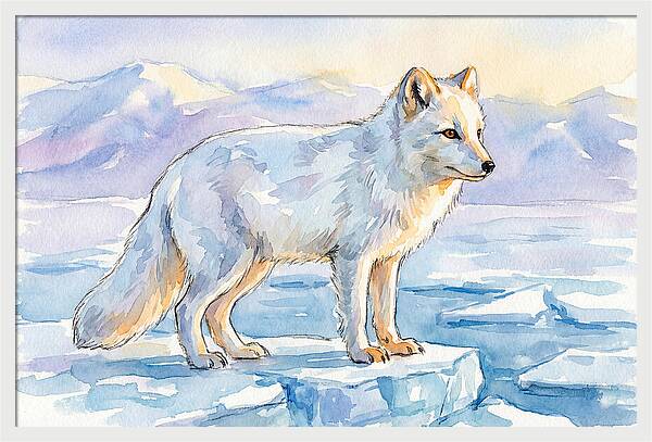 Arctic Fox In Winter Landscape