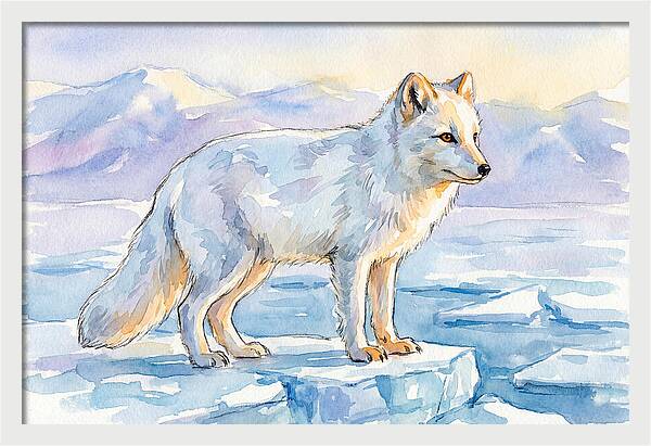 Arctic Fox In Winter Landscape