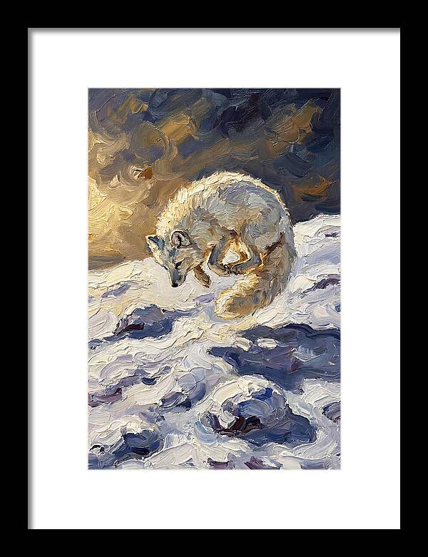 Arctic Fox Pouncing Into Snow