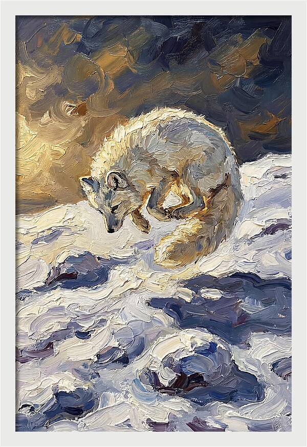 Arctic Fox Pouncing Into Snow