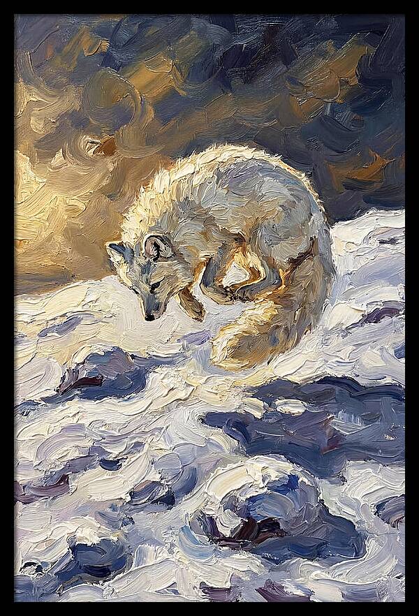 Arctic Fox Pouncing Into Snow