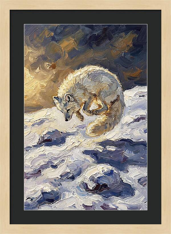 Arctic Fox Pouncing Into Snow