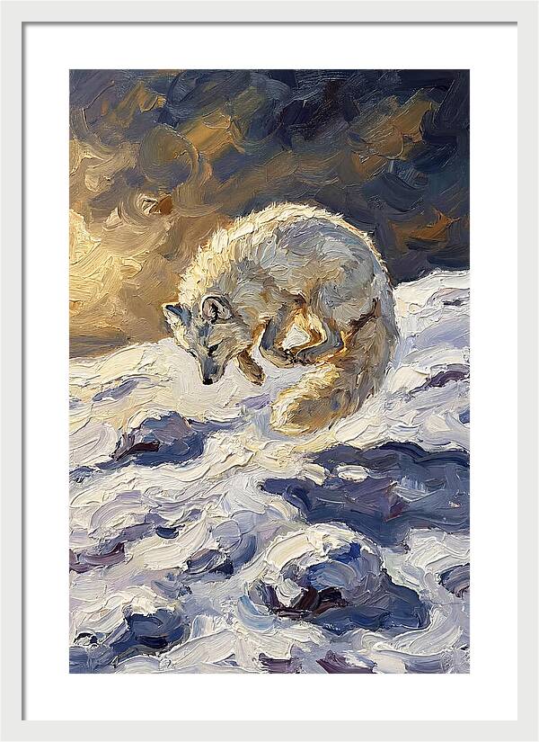 Arctic Fox Pouncing Into Snow