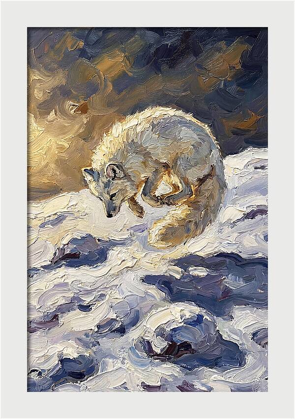 Arctic Fox Pouncing Into Snow