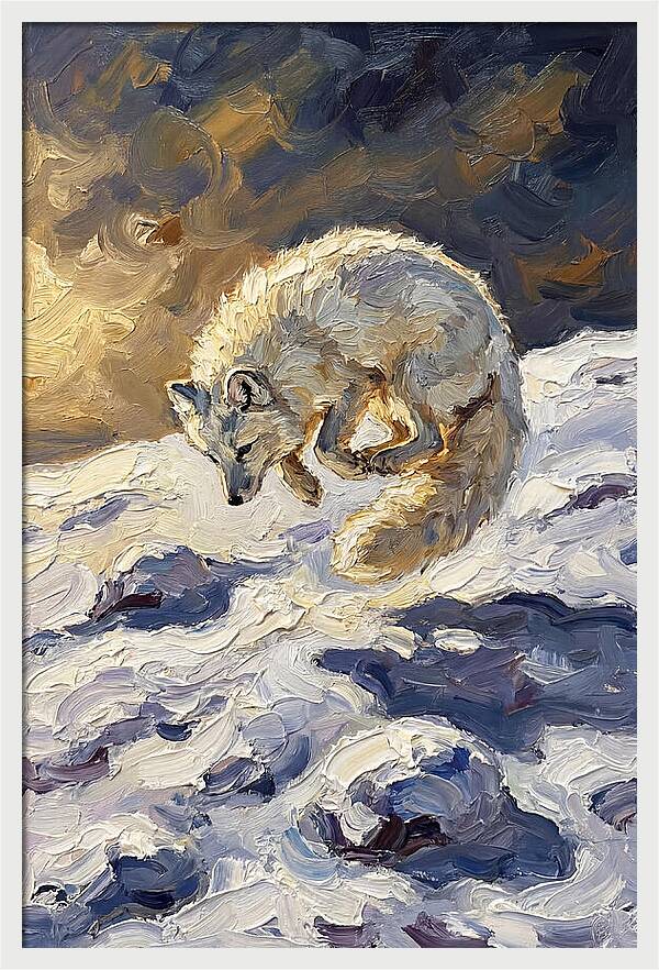 Arctic Fox Pouncing Into Snow