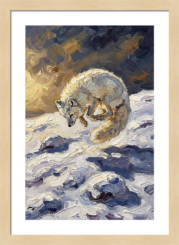 Arctic Fox Pouncing Into Snow
