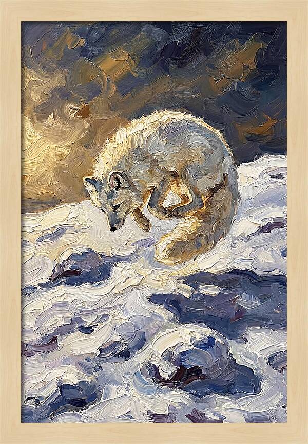 Arctic Fox Pouncing Into Snow