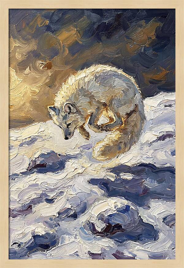 Arctic Fox Pouncing Into Snow
