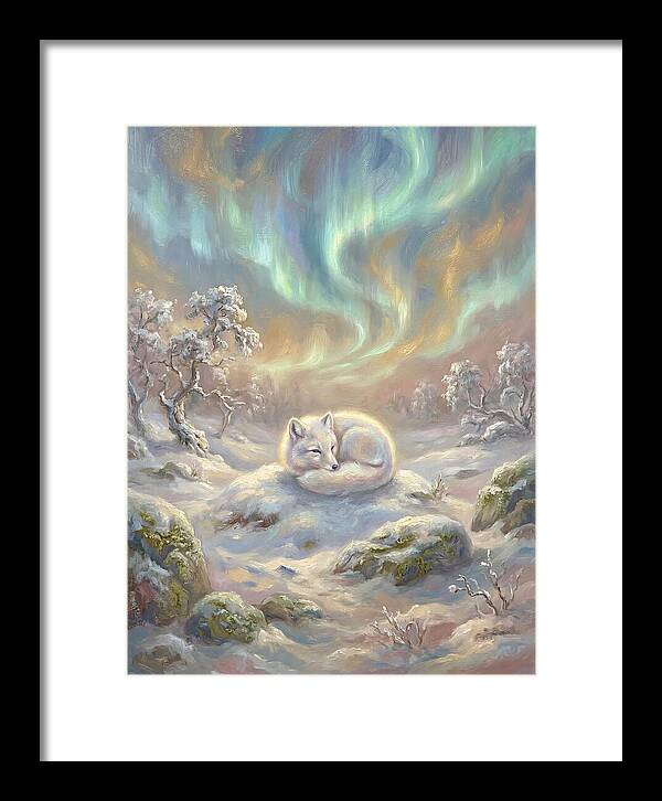 Arctic Fox Under Aurora