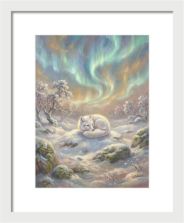 Arctic Fox Under Aurora