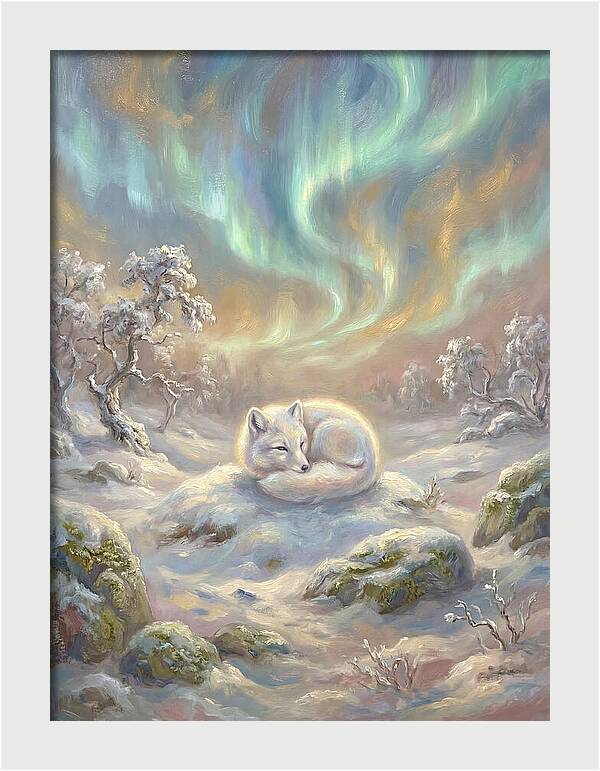 Arctic Fox Under Aurora