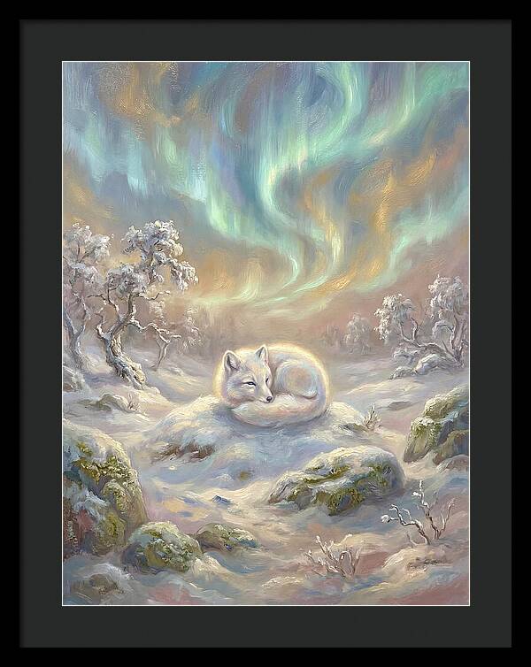 Arctic Fox Under Aurora