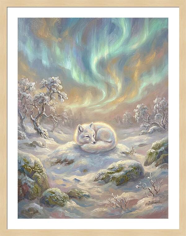 Arctic Fox Under Aurora